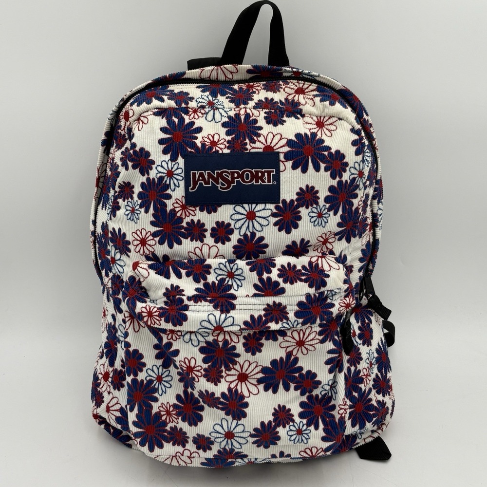 VTG Rare! JanSport Backpack Book Bag Corduroy Floral Flower Print School 80s 90s
